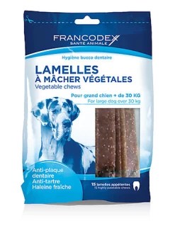Francodex - Lamelles à Mâcher Anti-plaque Dentaire Pour Grand Chien > à 30Kg - X15