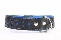 Yogipet - Collier Large Réfléchissant Cuir Pour Chien - Bleu