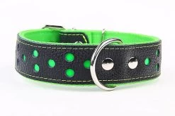 Yogipet - Collier Large Réfléchissant Cuir Pour Chien - Vert