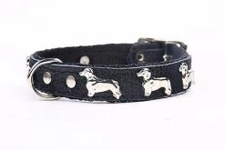 Yogipet - Collier Teckel Cuir Nylon Pour Chien - Noir