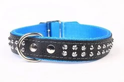 Yogipet - Collier Cuir Nylon Studs Pour Chien - Bleu