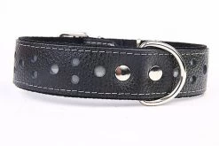 Yogipet - Collier Large Réfléchissant Cuir Pour Chien - Noir