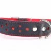 Yogipet - Collier Large Réfléchissant Cuir Pour Chien - Rouge