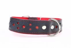 Yogipet - Collier Large Réfléchissant Cuir Pour Chien - Rouge