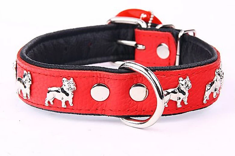 Yogipet - Collier Super Bouledogue Français Cuir Pour Chien - Rouge 5 Yogipet - Collier Super Bouledogue Français Cuir Pour Chien - Rouge – Image 5