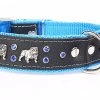 Yogipet - Collier Bulldog Cuir Crystal Pour Chien - Bleu