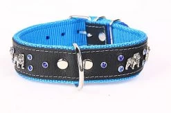 Yogipet - Collier Bulldog Cuir Crystal Pour Chien - Bleu -Pet Soldes 41898