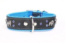 Yogipet - Collier Bulldog Cuir Crystal Pour Chien - Bleu -Pet Soldes 41900