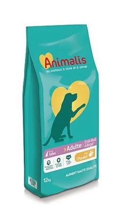Animalis - Croquettes Adutle Stérilisé Allégé Au Poulet Pour Chien - 12kg