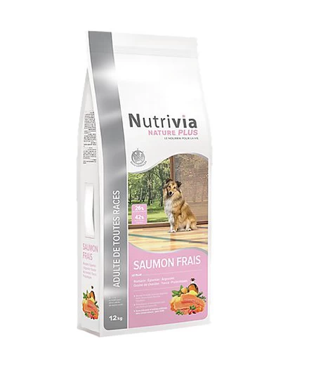 Nutrivia Nature Plus - Croquettes Naturelles Au Saumon Frais Pour Chien De Toutes Races - 12Kg 1 Nutrivia Nature Plus - Croquettes Naturelles Au Saumon Frais Pour Chien De Toutes Races - 12Kg