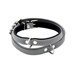 Comme Un Roi - Collier Cuir So Nature Gris / Noir Pour Chien - M