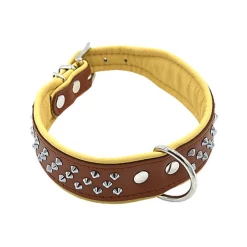 Comme Un Roi - Collier Cuir Clouté So Chic Caramel Pour Chien - XL