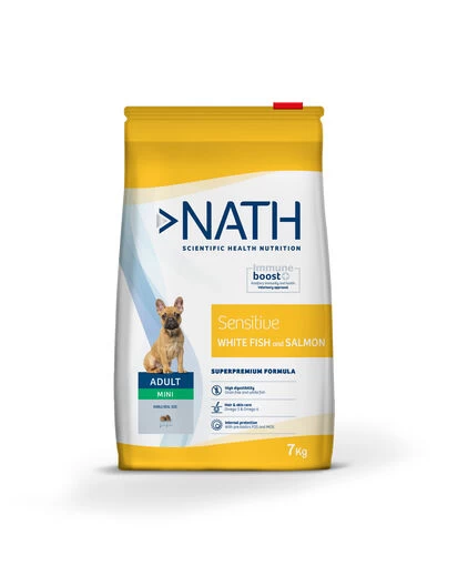 Nath - Croquettes Mini Adult Sensitive Au Poisson Et Saumon Pour Chien - 7Kg 1 Nath - Croquettes Mini Adult Sensitive Au Poisson Et Saumon Pour Chien - 7Kg
