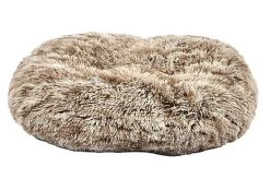 Bobby - Coussin Oval Poilu Taupe Pour Chien - 88x58cm